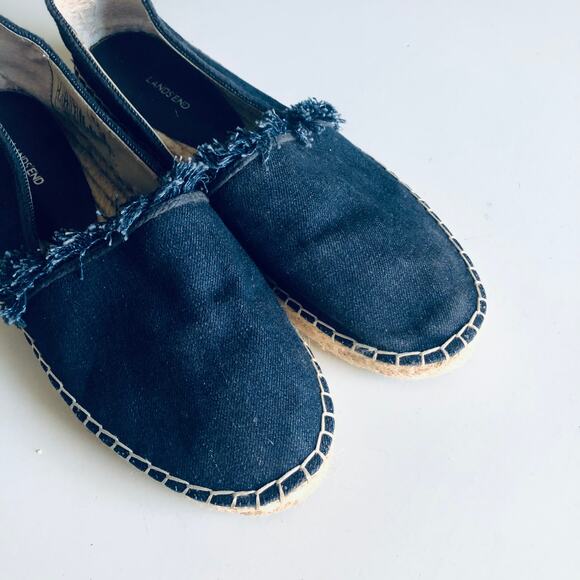 Lands' End Women's 10 Denim Chambray Slip On Espadrille Flat Shoe - Picture 7 of 8